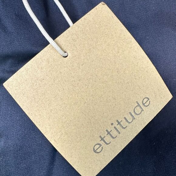 NWT Ettitude Sateen Blue Long Sleeve Button Down Pajama Shirt Top - Size S - Picture 5 of 7